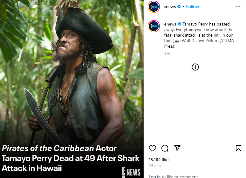 Tamayo Perry Surfing Icon And Pirates Of The Caribbean Actor Dies 